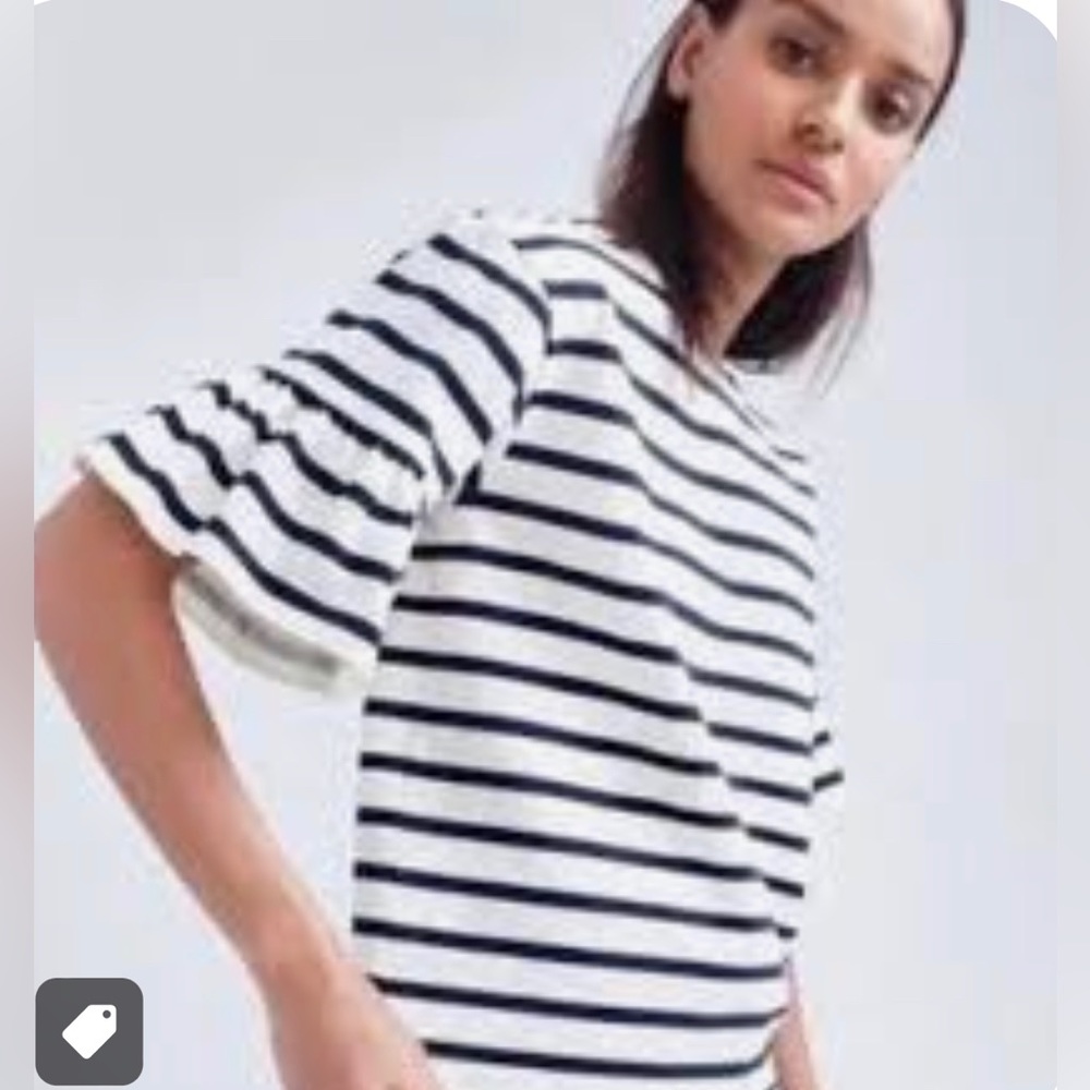 J Crew striped bell sleeve blouse size small